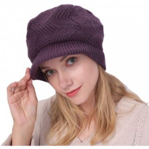 Skullies & Beanies Women's Winter Beanie Newsboy Cap Warm Fleece Lining - Thick Slouchy Cable Knit Skull Hat Ski Cap - Purple...