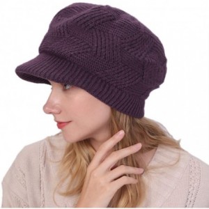 Skullies & Beanies Women's Winter Beanie Newsboy Cap Warm Fleece Lining - Thick Slouchy Cable Knit Skull Hat Ski Cap - Purple...