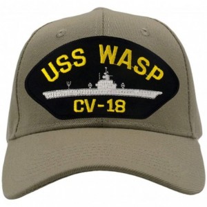 Baseball Caps USS Wasp CV-18 Hat/Ballcap Adjustable One Size Fits Most - Tan/Khaki - CX18SC9KO3X $48.66