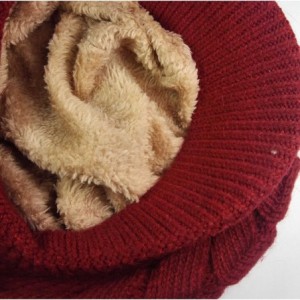 Skullies & Beanies Women Winter Warm Knit Hat Wool Snow Ski Caps with Visor - Wine - CC12NYEP2OF $18.99