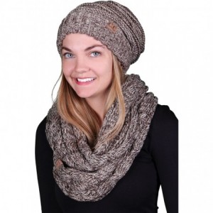 Skullies & Beanies Oversized Slouchy Beanie Bundled with Matching Infinity Scarf - An Espresso Brown Tricolor Mix - CW18926HK...
