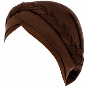 Skullies & Beanies Hijab Braid Silky Turban Hats for Women Cancer Chemo Beanies Cap Headwrap Headwear - Coffee - CT18R7WDNHZ ...