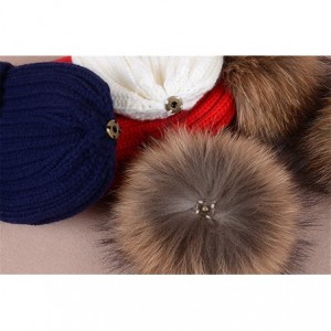 Skullies & Beanies Knit Hat for Womens Girls Fleece Winter Slouchy Beanie Hat with Real Raccon Fox Fur Pom Pom - Style02 Purp...