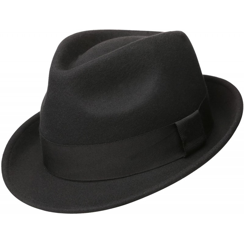 Fedoras Mens Felt Fedora Hat Unisex Classic Manhattan Indiana Jones Hats - A-black - C612HGY47R1 $95.85