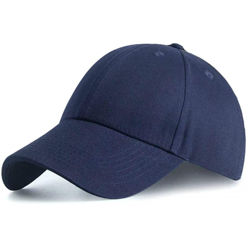 Baseball Caps Plain Cotton Baseball Cap Classic Adjustable Hats for Men Women Unisex Fitted Blank Hat - Navy Blue - CG192EIW9...