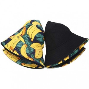 Bucket Hats Womens and Mens Bucket Hat Summer Packable Reversible Printed Fisherman Sun Cap - Banana Leaves - CF192ZSLD02 $22.04
