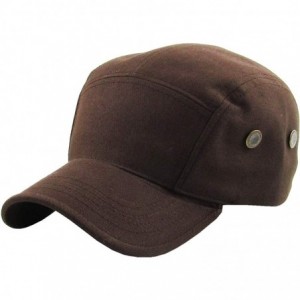 Baseball Caps Five Panel Solid Color Unisex Adjustable Army Military Cadet Cap - Dark Brown - C011JEBOHDT $20.08