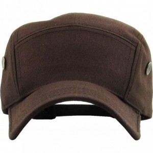 Baseball Caps Five Panel Solid Color Unisex Adjustable Army Military Cadet Cap - Dark Brown - C011JEBOHDT $19.82