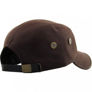 Baseball Caps Five Panel Solid Color Unisex Adjustable Army Military Cadet Cap - Dark Brown - C011JEBOHDT $19.82