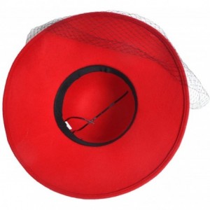 Fedoras Women's Fascinator Wool Felt Hat Cocktail Party Wedding Fedora Hats - Red - CT12MCGGE01 $55.90