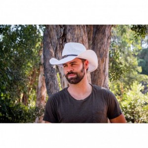 Cowboy Hats Old Stone Straw Cowboy Cowgirl Hat for Men Women Wide Brim Sun Hat Western Style - Chloe White - C118TAS8AY7 $51.58
