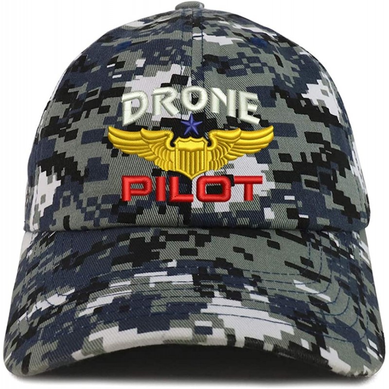 Baseball Caps Drone Pilot Aviation Wing Embroidered Soft Crown 100% Brushed Cotton Cap - Navy Digital Camo - CR18TWHLTZC $33.70