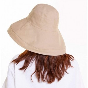 Sun Hats Women Wired Wide Brim Sun Hat- Removable String Safari Fishing Bucket Hat - Khaki - CV18RXM0E67 $26.22