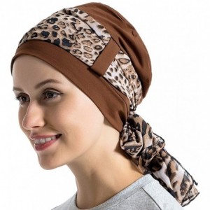 Skullies & Beanies Bamboo Cotton Liner Chemo Headwear for Womenwith Silky Scarfs for Cancer Hair Loss Sleep Caps Beanie - Cof...