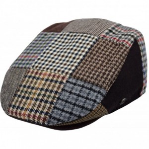 Newsboy Caps Classic Men's Flat Hat Wool Newsboy Herringbone Tweed Driving Cap - Iv1655-multi Patch - CD189YKEI8H $30.53