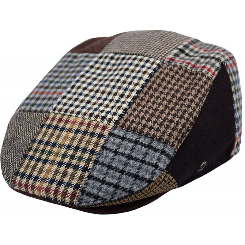 Newsboy Caps Classic Men's Flat Hat Wool Newsboy Herringbone Tweed Driving Cap - Iv1655-multi Patch - CD189YKEI8H $30.53
