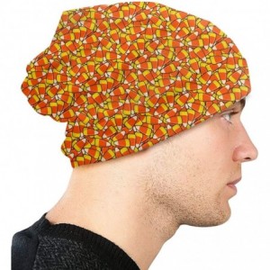 Skullies & Beanies Halloween Candy Corn Men Women Winter Beanie - Unisex Cuffed Plain Skull Knit Hat Cap Black - C418YRTD9U0 ...