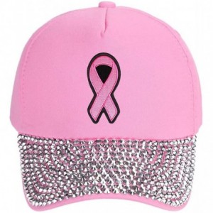 Baseball Caps Hat - Women's Adjustable Cap - Breast Cancer Awareness - Pink Rhinestone - CR18I5LT2D8 $45.69