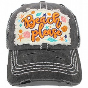 Baseball Caps Beach Please Women's Cotton Baseball Hat - Black - CL18W372GD3 $32.35