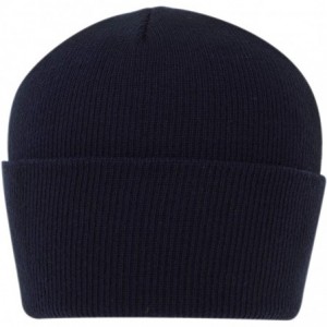 Skullies & Beanies 100% Soft Acrylic Solid Color Classic Cuffed Winter Hat - Made in USA - Navy - CG187IXE832 $65.48
