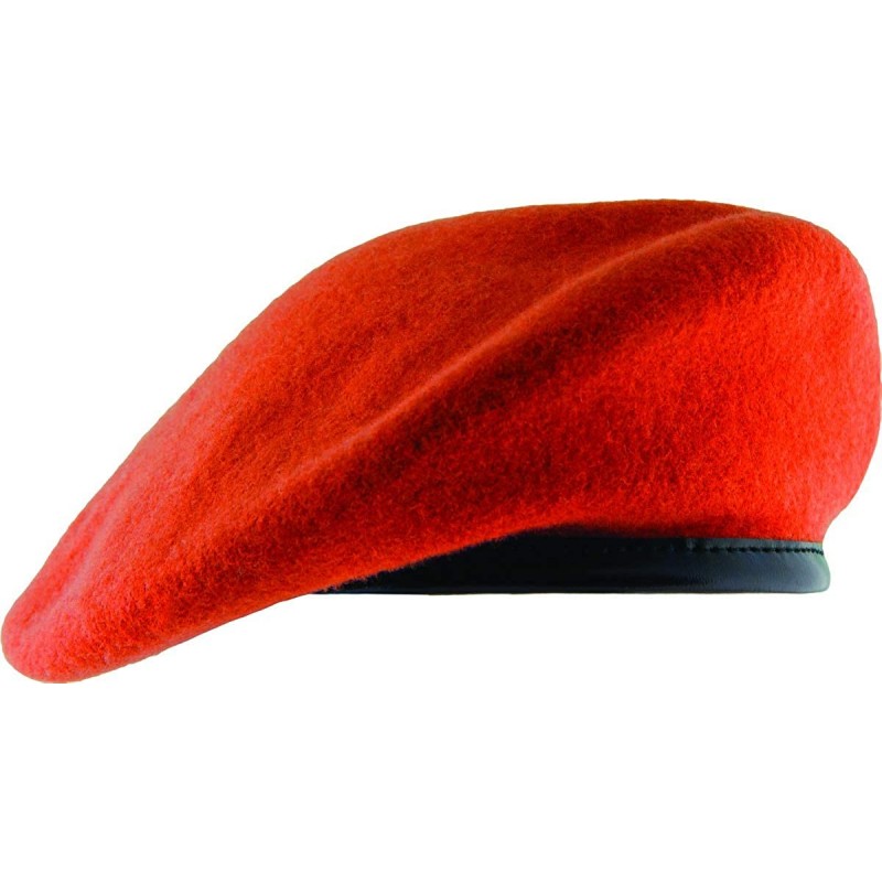 Berets Unlined Beret with Leather Sweatband - Orange - C311WV9W3SH $26.24