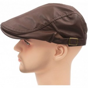 Newsboy Caps Classic Buckle PU Leather Newsboy Cap Driving Flat Cabby Ivy Beret Hat - Brown - C4182E4M2X0 $28.00