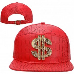 Baseball Caps Hip Hop Hat-Flat-Brimmed Hat-Rock Cap-Adjustable Snapback Hat for Men and Women - T-red - C2199L9ZHER $24.70