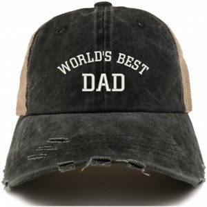 Baseball Caps World's Best Dad Embroidered Frayed Bill Trucker Mesh Back Cap - Black - C618CWZNT5D $33.70