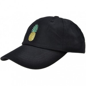 Baseball Caps Embroidered Cotton Baseball Cap Adjustable Snapback Dad Hat - Black- Pineapple - C4182ZKQ3QZ $21.49