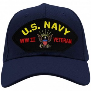 Baseball Caps US Navy- World War II Veteran Hat/Ballcap Adjustable One Size Fits Most - Navy Blue - CC18HWRI65Z $45.15