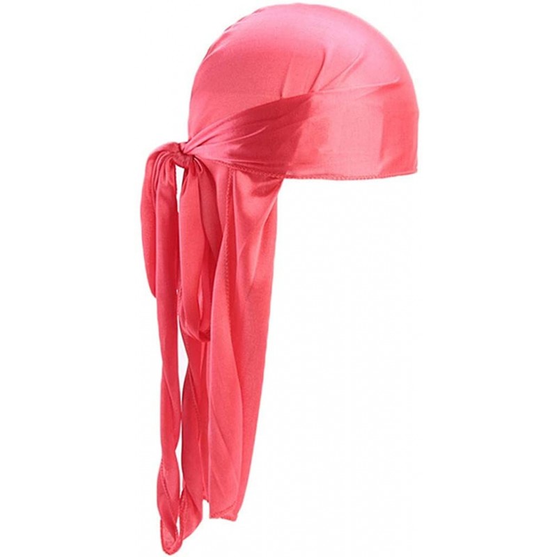 Skullies & Beanies Unisex Silk Durag Headwraps Sweat Wicking Beanie Turbans Extra Long Tail Wide Straps African Headwear - CC...
