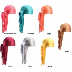 Skullies & Beanies Unisex Silk Durag Headwraps Sweat Wicking Beanie Turbans Extra Long Tail Wide Straps African Headwear - CC...