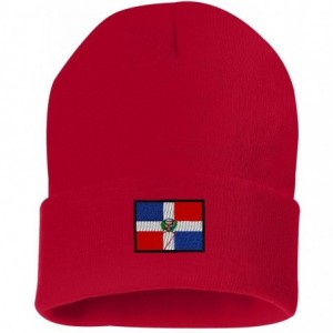 Skullies & Beanies Dominican Republic Custom Personalized Embroidery Embroidered Beanie - Red - C712NDWFV5C $30.08