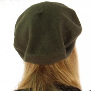 Berets Classic Winter 100% Wool Warm French Art Basque Beret Tam Beanie Hat Cap - Olive - CA11P28VC09 $18.95