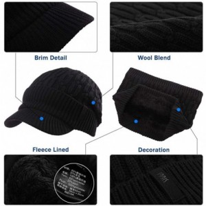 Newsboy Caps Unisex Knit Beanie Visor Cap Winter Hat Fleece Neck Scarf Set Ski Face Mask 55-61cm - 89210-navy Set - CV18LL4AT...