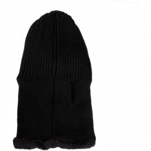 Skullies & Beanies Winter Tuque Knit Visor Beanie Hat Fleece Face Mask Neck Warmer XZX0070 - Black - CR1927DXQ7H $30.83
