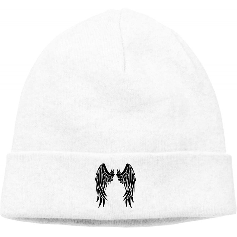 Skullies & Beanies Hip-Hop Knitted Hat for Mens Womens Evil Angel Wings Unisex Cuffed Plain Skull Knit Hat Cap Head Cap - Whi...