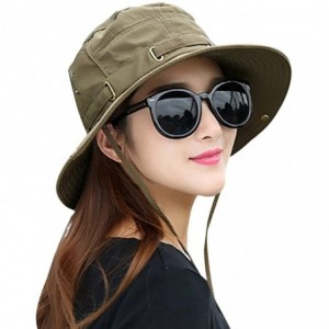 Sun Hats Summer Sun Men/Women Wide Brim UV Beach Caps Sports Fishing Hats - Army Green - CW1843S77H2 $26.62