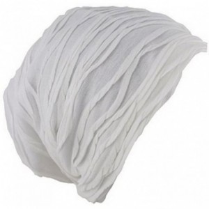 Skullies & Beanies Slouch Wrinkled Beanie Cap Slouchy Skull Hat - White - CI126F9LSGB $18.83