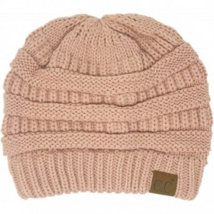 Skullies & Beanies Classic Winter Fall Trendy Chunky Stretchy Cable Knit Beanie Hat - Solid Rose - CI18Y7IRY9Q $19.37