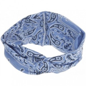 Headbands Women Yoga Sport Elastic Floral Hair Band Headband Turban Twisted Knotted (Blue) - Blue - C418E8X8AAZ $17.40