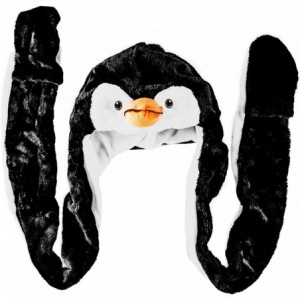 Skullies & Beanies Penguin Plush Animal Winter Ski Hat Beanie Aviator Style Winter (Long) - C3127ZPG1BL $23.98