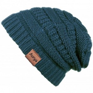 Skullies & Beanies Winter Cable Knit Beanie Hat and Infinity Scarf Set-Men&Women Warm Skull Cap - Teal Blue - C618K52SC6E $17.94