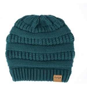 Skullies & Beanies Winter Cable Knit Beanie Hat and Infinity Scarf Set-Men&Women Warm Skull Cap - Teal Blue - C618K52SC6E $17.94