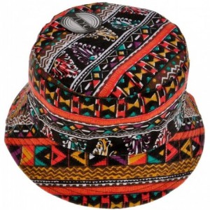 Bucket Hats Fashion Print Bucket Hat Summer Fisherman Cap for Women Men - Tribal (Red) - CT1229QORRV $23.11