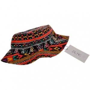 Bucket Hats Fashion Print Bucket Hat Summer Fisherman Cap for Women Men - Tribal (Red) - CT1229QORRV $23.11
