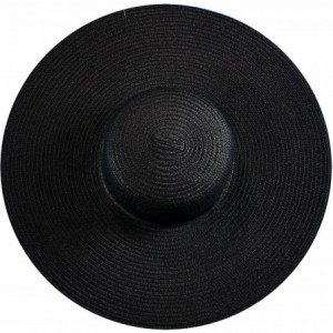 Sun Hats Custom Womens Floppy Sun Straw Hat - Embroider Your Own Words- Wide Brim - Black + Band - CS182XI85TC $66.64