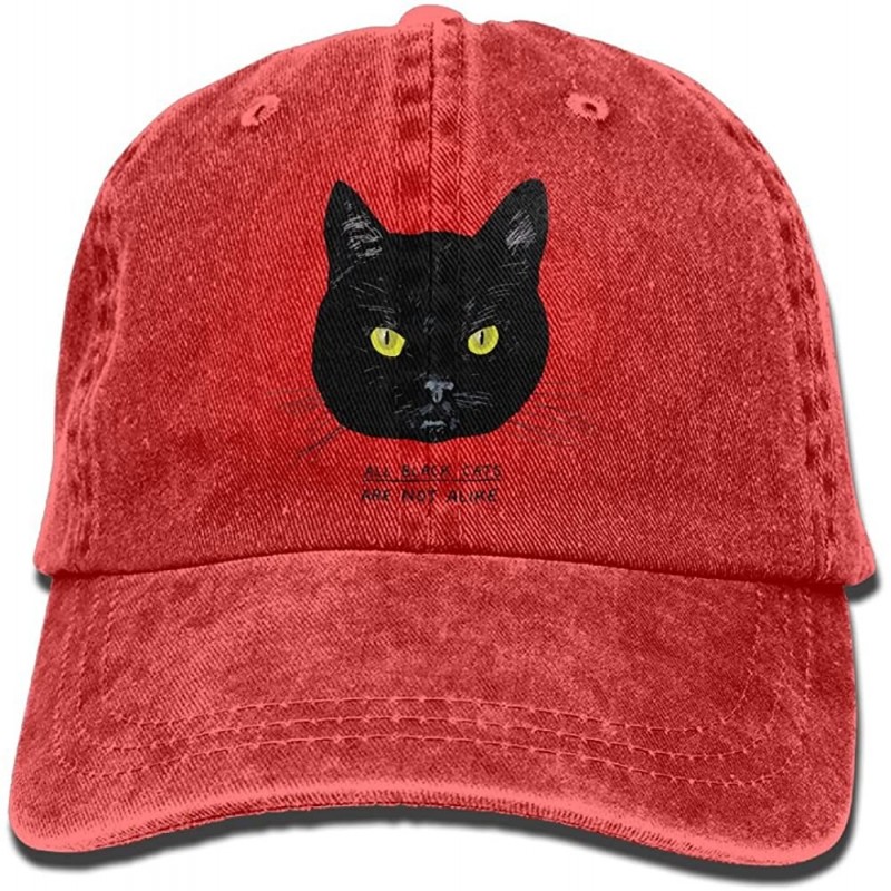 Cowboy Hats Black Cats are Not Alike Trend Printing Cowboy Hat Fashion Baseball Cap for Men and Women Black - Red - CT18C3TML...