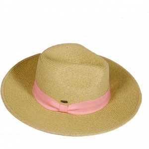 Sun Hats Beach Sun Hats for Women Large Sized Paper Straw Wide Brim Summer Panama Fedora - Sun Protection - CP18DAMIUT4 $28.56