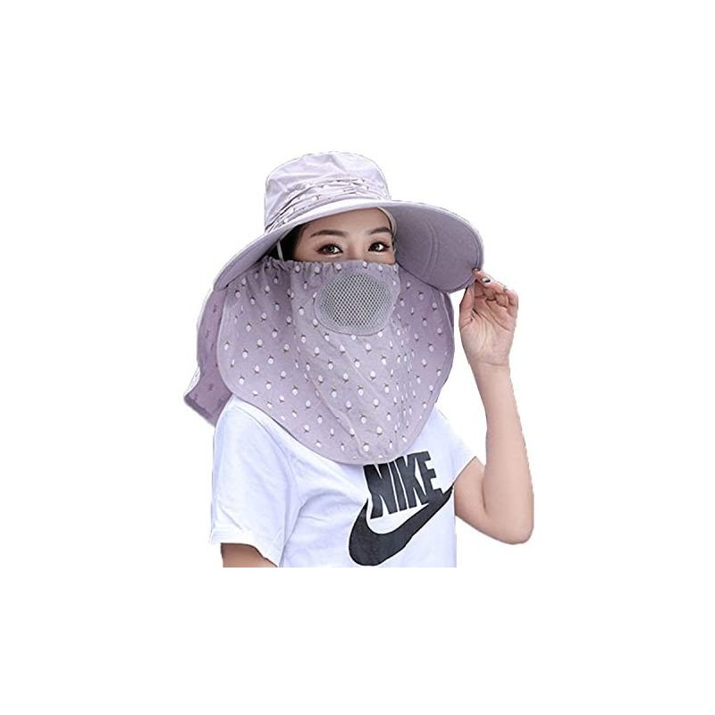 Sun Hats Women's UPF+50 Sun Visor Detachable Flap Hat Foldable Wide Brimmed UV Protection Hat - Purple - C918RS7K2YU $25.36